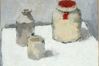 OSL018 \'Grey still life study\' oil on board 22 x 22 cm 1981 (Private collection)