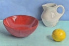 OSL111 \'Red.white and yellow on green and blue\' oil on canvas 39 x 61 cm 1997