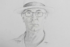 2 \'Self Portrait in Panama Hat\' pencil 60 x 40 cm 2017