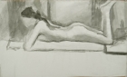 9 \'Wendy, Slade life study\' ink wash 20 x 35 cm 1978