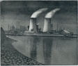 19 E25 'River Tees at Middlesbrough' etching and aquatint, plate 18 x 21 cm 1988