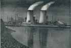 19 E25 'River Tees at Middlesbrough' etching and aquatint, plate 18 x 21 cm 1988