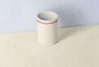 OSL207 \'White with red on cream and blue\' oil on canvas 30 x 28 cm 2013