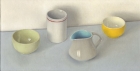 OSL160 \'Green, white, grey and yellow, with red and blue\' oil on canvas 20 x 40 cm 2008 (Private collection)