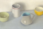 OSL160 \'Green, white, grey and yellow, with red and blue\' oil on canvas 20 x 40 cm 2008 (Private collection)