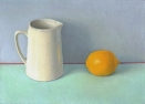 OSL206 \'White and yellow with red on green and blue II\' oil on canvas 25 x 35 cm 2013