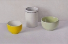 OSL219 \'Yellow, white and green with pink and black\' oil on canvas 20 x 30 cm 2015
