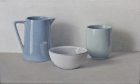 OSL240 \'Blue, white and green on grey and cream\' oil on canvas 24 x 40 cm 2017